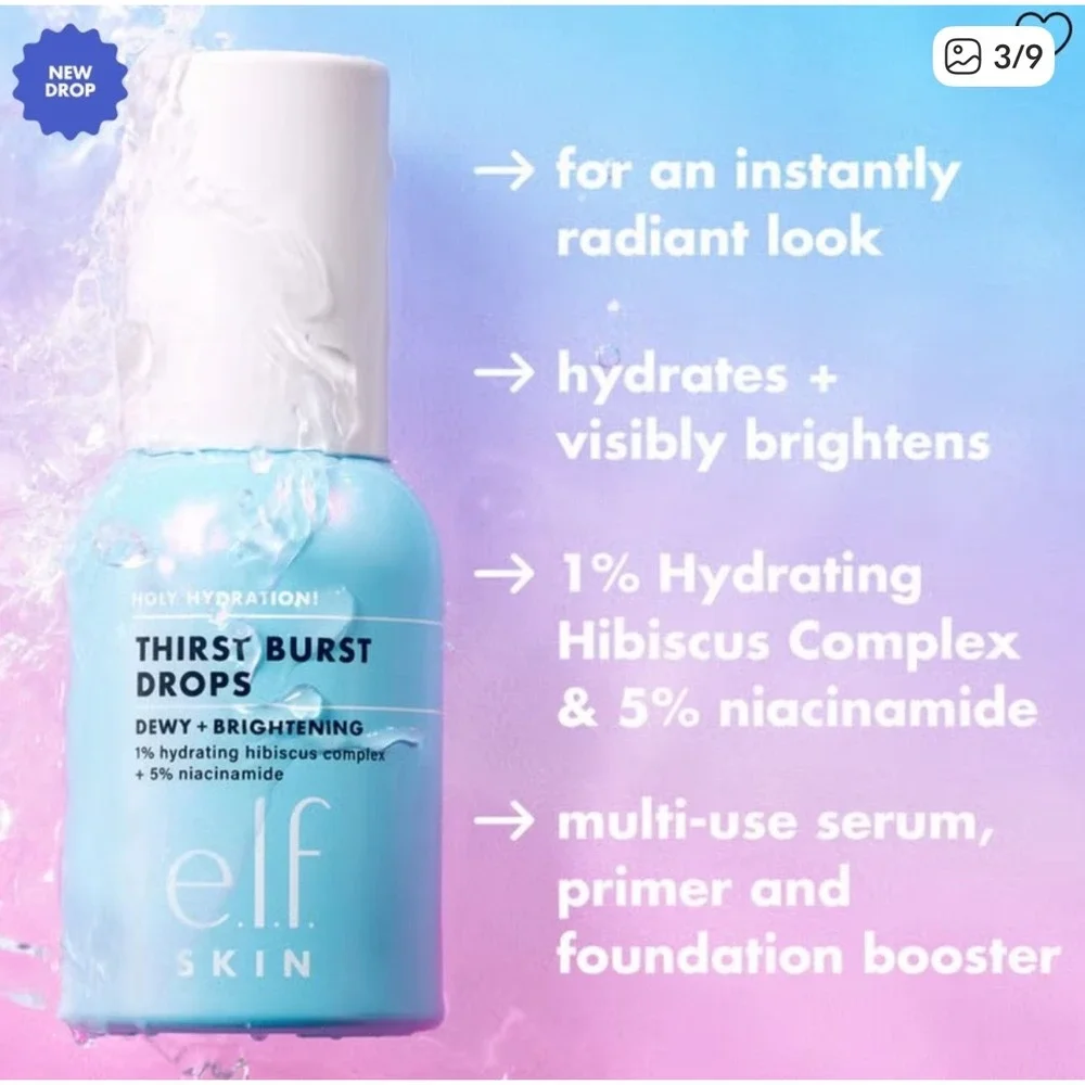 ELF‎ Skin Holy Hydration! Thirst Burst Dewy + Brightening Drops 1 fl oz BNIB